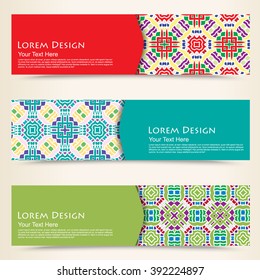 multicolored set of horizontal banners templates with tribal pattern.Vector illustration