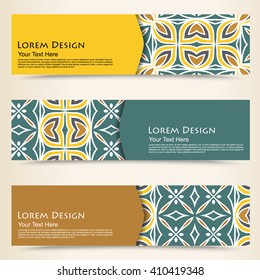 multicolored set of horizontal banners templates with tribal pattern.Vector illustration