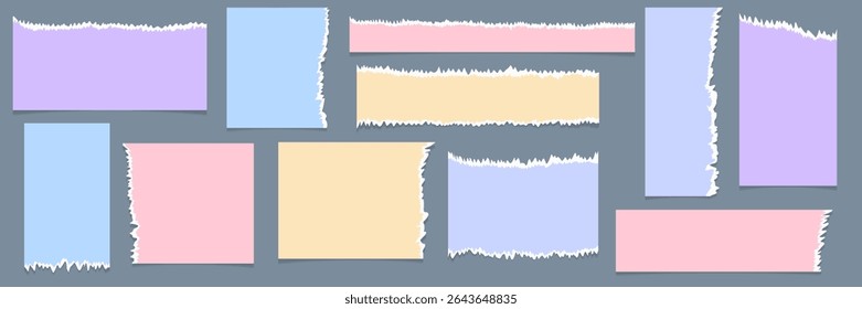Multicolored set of paper, sheet, note, for notes. Vector illustration.
