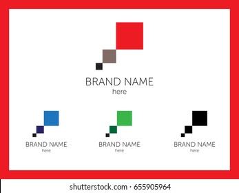 Multicolored set of three squares for company brand