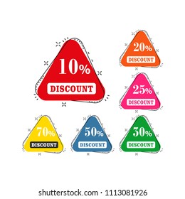 Multicolored set of vector icons of pointers, discount.
