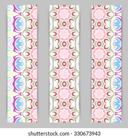 multicolored set of vertical banner templates with hand drawn tribal ornament, mandala. Vector illustration