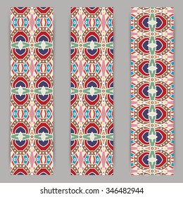 multicolored set of vertical banner templates with hand drawn tribal ornament, mandala. Vector illustration