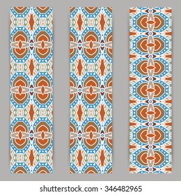 multicolored set of vertical banner templates with hand drawn tribal ornament, mandala. Vector illustration