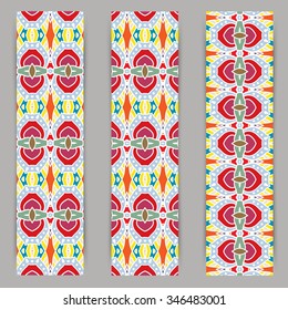 multicolored set of vertical banner templates with hand drawn tribal ornament, mandala. Vector illustration