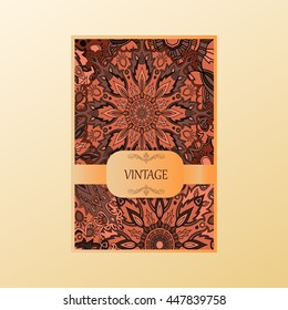 multicolored set of vertical banner templates with hand drawn tribal ornament, mandala. Vector illustration