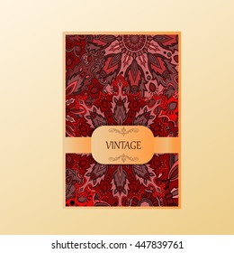 multicolored set of vertical banner templates with hand drawn tribal ornament, mandala. Vector illustration