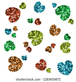 Multicolored shape of hearts on white background. Vector illustration sequins.