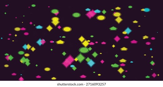 Formas multicolores sobre fondo oscuro