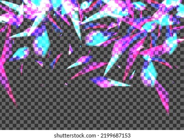 Multicolored Shimmer Background Transparent Vector. Flare Sunshine Illustration. Violet Starlight Design. Blue Celebration. Confetti Clean Template.