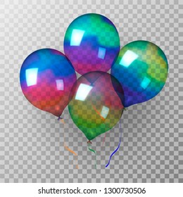 Multi-colored shimmering transparent inflatable balls. Vector illustration.