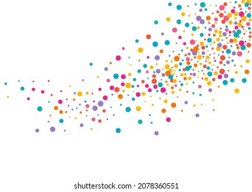 Multicolored Shine Carnaval Vector  White Background. Christmas Dust Postcard. Flying Confetti Wallpaper. Bright Rain Abstract Pattern.
