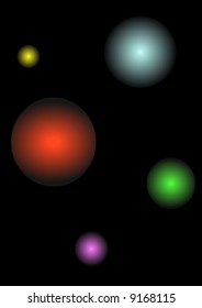 Multi-colored shine Circles on black background