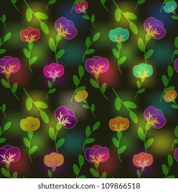 Multicolored shiny flowers background