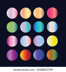 Multicolored Shiny gradient pallet. catalog samples, trendy set of colorful gradients for your next project