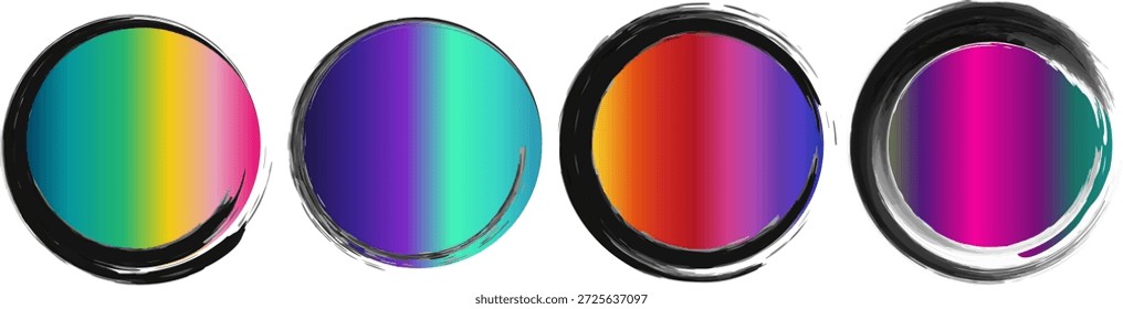 mehrfarbige glänzende Metallkreise mit Regenbogenfarben
