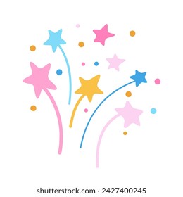 Multicolored Shooting Stars Icon Vector Illustration