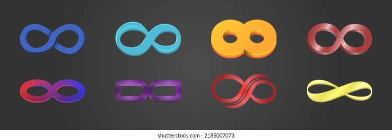 Multicolored signs of infinity. Symbols. Vector illustration