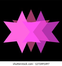 Multicolored simple flat style light star flares isolated on black background