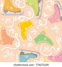 multicolored skates on a pink background