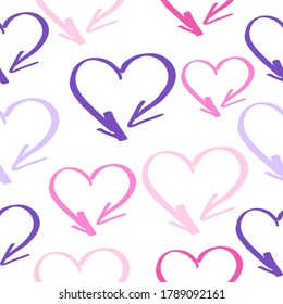 Multicolored sketch hearts pattern. Seamless doodle pattern. Vector seamless pattern. Print for banners, posters, t-shirts and textiles