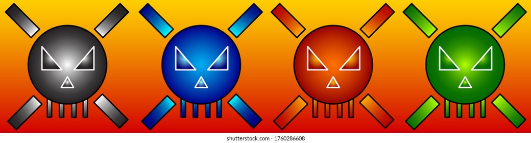 Multicolored Skull Symbols Icon Vector illustration