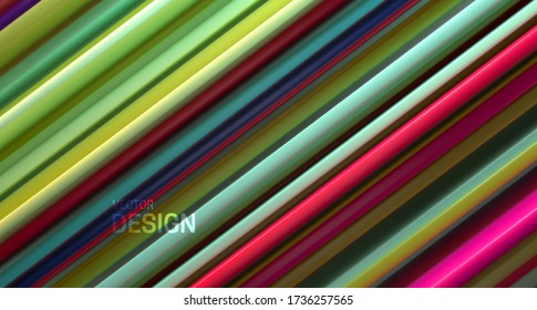 Multicolored sliced surface. Abstract geometric background. Vector illustration. Random layers pattern. Striped texture. Futuristic elegant decoration. Luxury banner or cover design