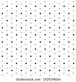 Pequeños puntos de polka multicolores sobre un patrón vectorial transparente de fondo blanco.