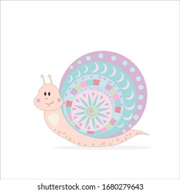 Carácter caracol multicolor aislado en ilustración vectorial de fondo blanco