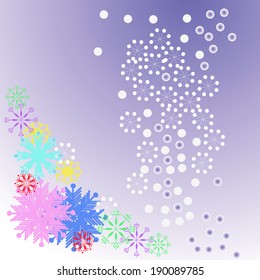 Multicolored snow on a light gradient background.