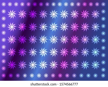 Multi-colored snowflakes, abstract elements on a multi-colored background, arranged in a row. Used as a background for the new year and similar backgrounds