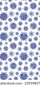 Multicolored snowflakes seamless pattern, winter vector background, vertical banner 