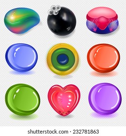 Multicolored soap remnants set isolated on lattice background.  EPS 10 vector illustration.