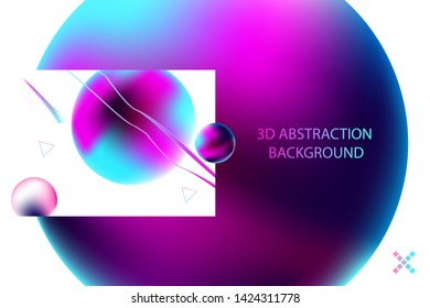 Multicolored space bubbles 3d cluster pastel neon shades decorative balls abstract vector illustration line background