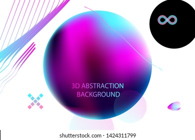 Multicolored space bubbles 3d cluster pastel neon shades decorative balls abstract line background