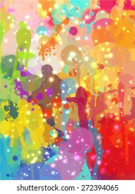 Multicolored sparkles brush strokes background. Vector version