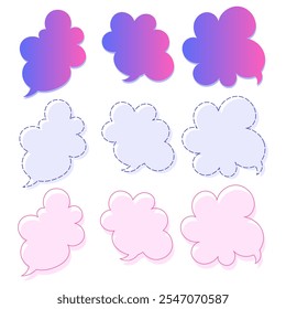 Multi-colored speech bubbles in gradients, dashes and strokes