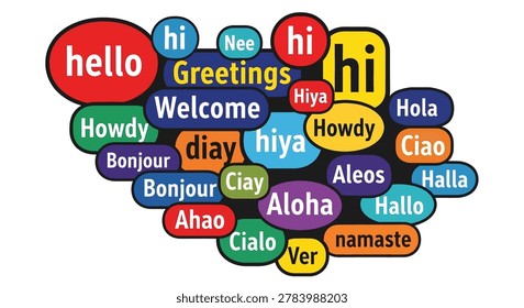 Multicolored speech bubbles with greetings