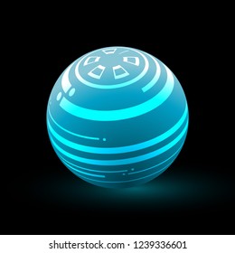 Multi-colored sphere in space. Vector ball with shadow. Bright background. Vector illustration.