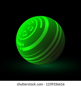 Multi-colored sphere in space. Vector ball with shadow. Bright background. Vector illustration.