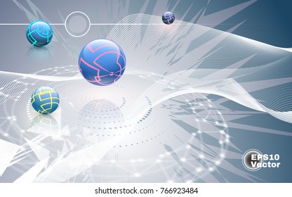 Multicolored sphers on abstract background