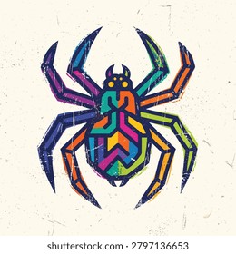 Multicolored spider with vibrant hues