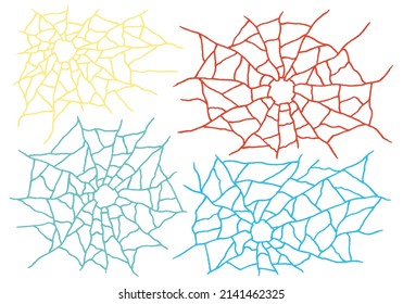 Multicolored spiderweb without a spider. Freehand drawing. Doodle. Hand Drawn.  