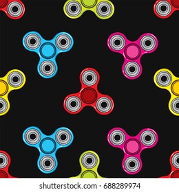 Multicolored spinners hand-drawn. Vector illustration. Seamless background.
