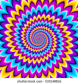 mehrfarbige Spiralen. Motion Illusion.