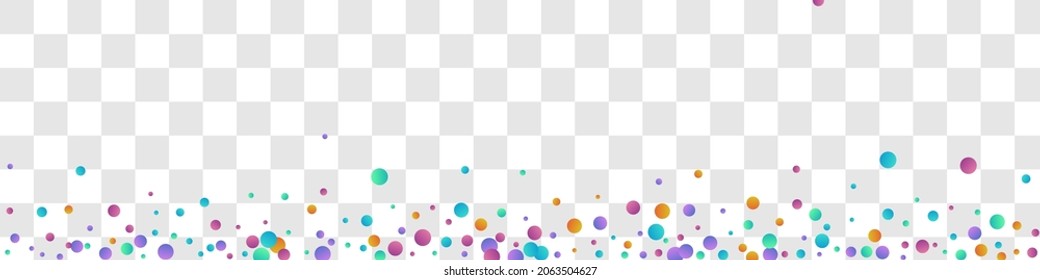 Multicolored Splash FallingFestive Vector Panoramic Transparent Background. Abstract Shine Illustration. Carnaval Dust Pattern. Color Rain Invitation Postcard.