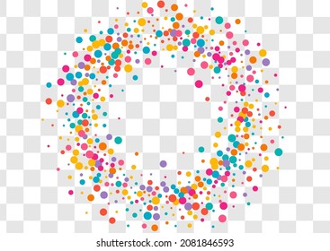 Multicolored Splash Vector Vector Transparent Background. Abstract Polka Backdrop. Christmas Dust Card. Bright Shine Fun Invitation.