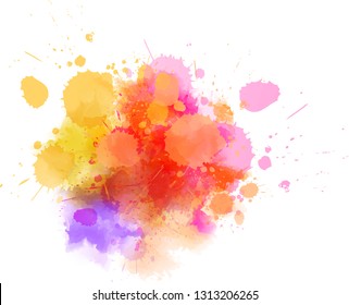 Multicolored splash watercolor blot - template for your designs.