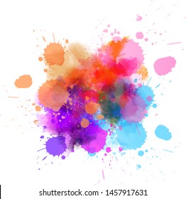 Multicolored splash watercolor blot - template for your designs.