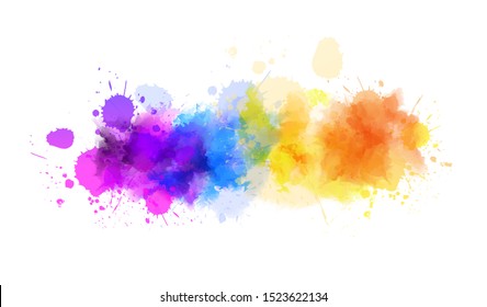 Multicolored splash watercolor paint blot - template for your designs. 